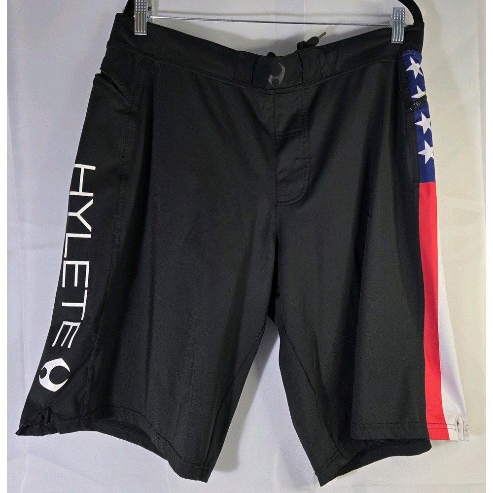 Hylete xxl Shorts Men's Black with USA flag Crossfit shorts